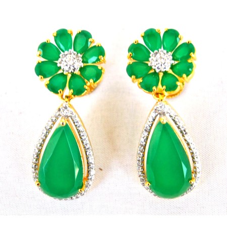 Floral Emerald Dangler Drop Earrings